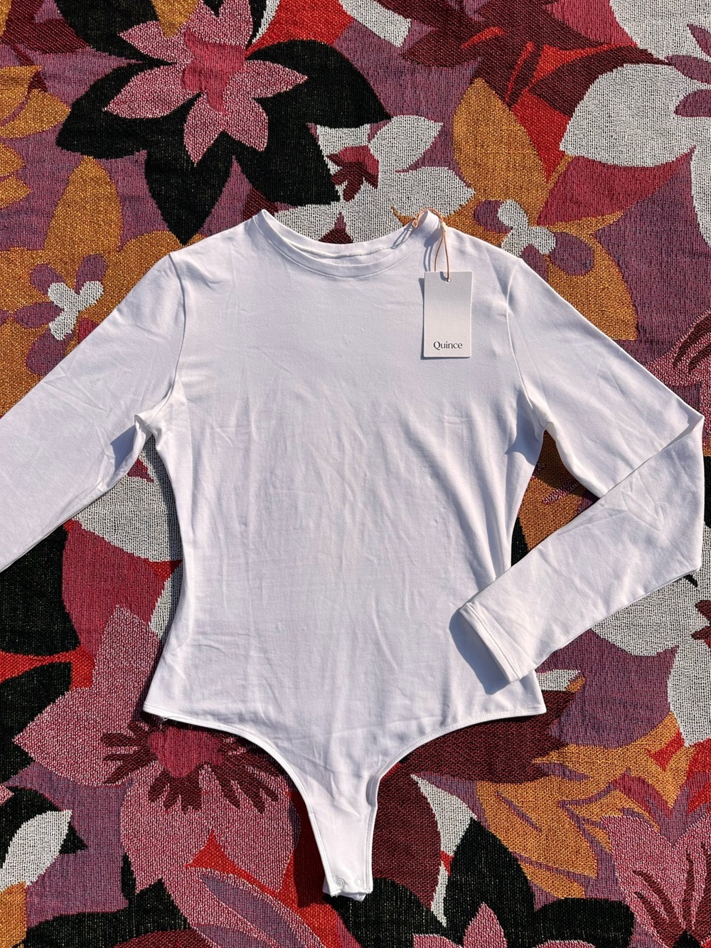Quince Stretch Cotton Jersey Long Sleeve Bodysuit NWT!